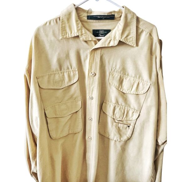 Men’s Vintage Orvis Pale Yellow Fishing Shirt Size Extra Large - Picture 2 of 5